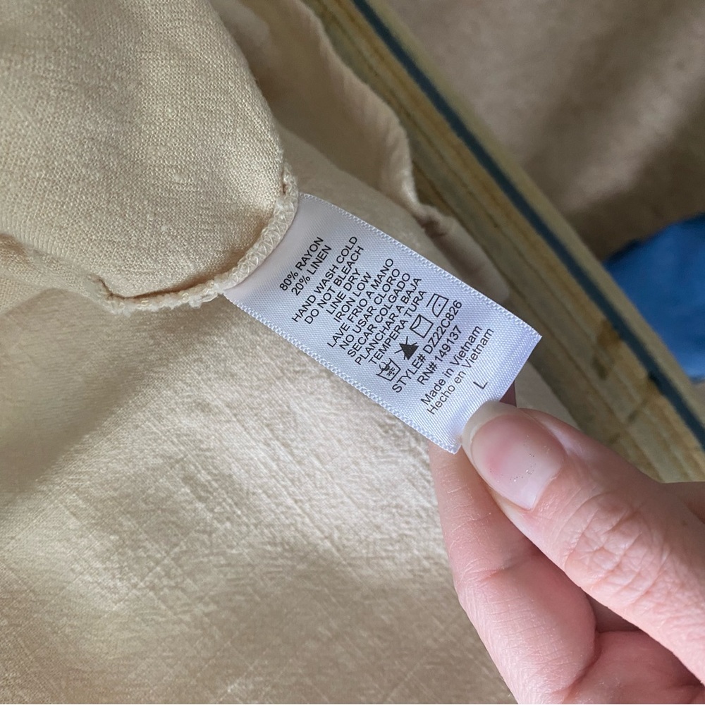Carly Jean Los Angeles Light Beige Button Down Shirt - Picture 3 of 6